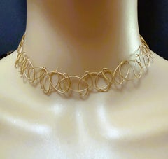 Nuevo Collar Gargantilla Tatto de Alambre Flexible de Oro Amarillo de 14k 17.5 pulgadas