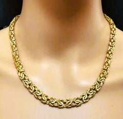 Collier à chaîne byzantine italienne plaqué or jaune, 18" - 26,06 grammes