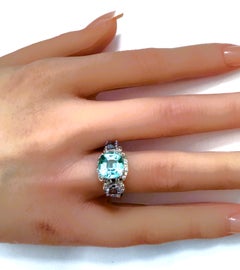 Nuovo anello artigianale in argento sterling con tormalina Pasraiba da 4,70 carati con taglio a cuscino e spinello