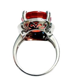Anello nuovo in argento sterling 925 con zaffiro rosso da 14,90 carati e zaffiri tagliati a diamante