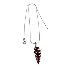 New .70 Carat Ruby Pave Leaf 14k White Gold PL Sterling Necklace