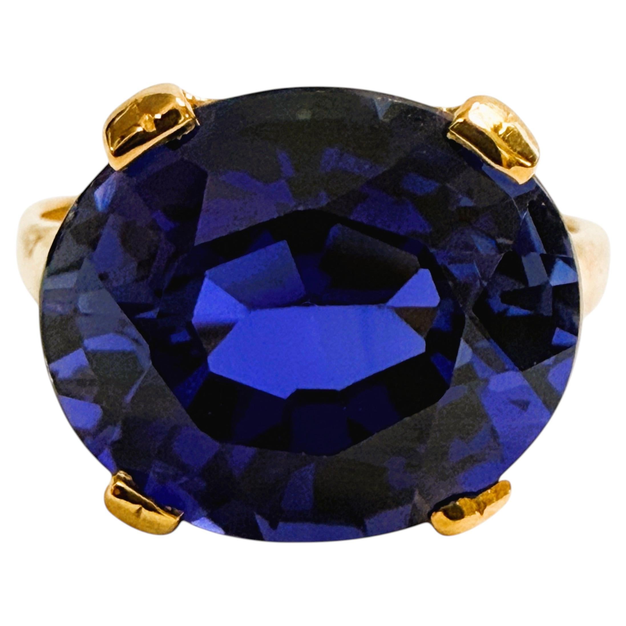 New 8.70 Carat Sapphire 24k Yellow Gold Plated Sterling Silver Ring