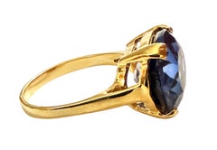 Anillo nuevo de plata de ley chapado en oro amarillo de 24 quilates con un zafiro de 8,70 quilates