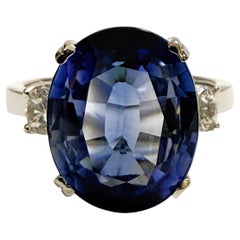 New 9.20 Carat Cornflower Sapphire & White Sapphire Sterling Ring