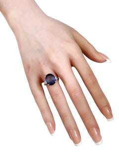 New 9.20 Carat Cornflower Sapphire & White Sapphire Sterling Ring