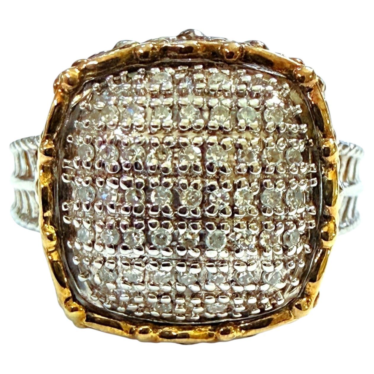 Argento sterling 925 con dettagli in oro giallo 14k, 0,225 carati, misura 7 in vendita