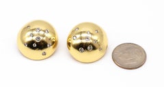 14K Yellow Gold .56 Carat Diamond Dome Button Earrings with Omega Back