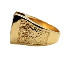Bague en or jaune 14 carats, avec une émeraude de 1,46 carat et un diamant de 0,21 carat, taille 6,25