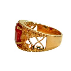 New 3.35 Carat Pear Cut Red Sapphire Rose Gold Plated Sterling Ring