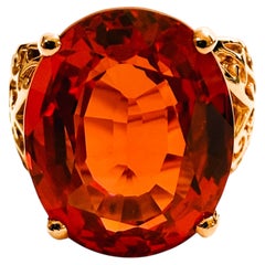 Anillo nuevo de plata de ley chapado en oro rosa con un topacio rojo de 12,86 quilates y talla ovalada, talla 6,75