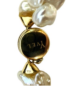 Estate Yvel 18k Yellow Gold Multi-Color Baroque Pearl Necklace 64.39 Grams