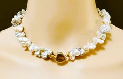 Estate Yvel 18k Yellow Gold Multi-Color Baroque Pearl Necklace 64.39 Grams