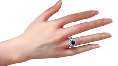 Anello in oro bianco 14k con diamante verde da 1,65 carati e diamante bianco da 0,54 carati - Perizia GIA