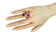 New 5.5 Carat Dark Purple Tourmaline & Sapphire Yellow Gold Plated Sterling Ring
