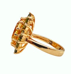 New 11.20 Carat Cut Yellow & Green Sapphire Rose Gold Plated Sterling Ring