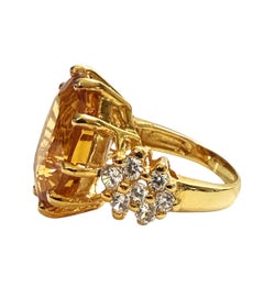 New 13.80 Citrine & White Sapphire 24K Yellow Gold Plated Sterling Ring