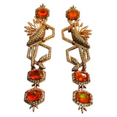 New 2.58 Carat Ethiopian Orange Opal 14k Rose Gold PL Sterling Silver Earrings