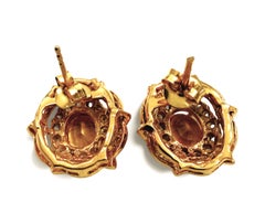 New 5.40 Carat Yellow & White Sapphire 24k Y Gold Plated Halo Sterling Earrings