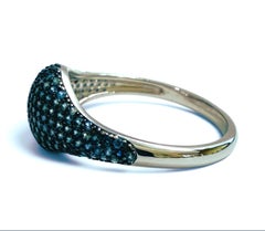New .80 Carat Blue Sapphire Pave 14k White Gold PL Sterling Ring