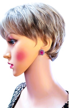 New 7.80 Carat Padparadscha Sapphire & Multi-Colored Sapphire Sterling Earrings