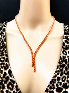 New 15.30 Carat Orange Opal 14k White Gold PLated Sterling Necklace