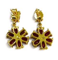 New 4.12 Carat Red Ruby 14k Yellow Gold PL Sterling Drop Earrings