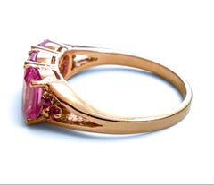 New 3.40 Carat 3 Stone Pink Sapphire Rose Gold Plated Sterling Ring Size 7