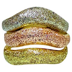 14k Yellow, White & Rose Gold Handmade Stacked Stardust Dome Ring size 6.5