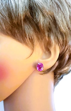 New Rose Pink Sapphire 11.75 Carat Sterling Silver Post Earrings