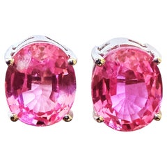 New Rose Pink Sapphire 11.75 Carat Sterling Silver Post Earrings