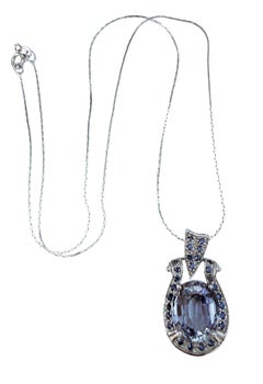 New 9.50 Carat Cornflower Blue Sapphire Sterling Pendant Necklace 18"