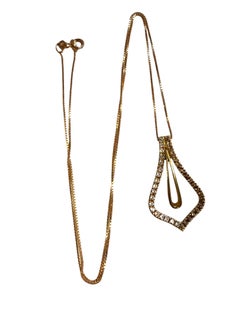 Colgante modernista de oro rosa de 18k con piedras y cadena de oro rosa de 14k de 18"
