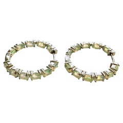 Nuovi orecchini a cerchio con opale di fuoco da 4,2 carati, in oro giallo 14k e argento sterling