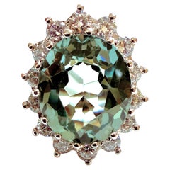 Neuer Sterling-Silber-Ring mit einem grünen Turmalin von 8,21 Karat und einem geschliffenen Diamant-Saphir