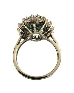 Neuer Sterling-Silber-Ring mit einem grünen Turmalin von 8,21 Karat und einem geschliffenen Diamant-Saphir