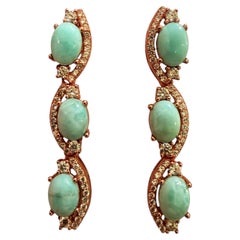 Neue PL-Ohrringe aus Roségold mit 4,5 Karat Larimar und Saphir aus der Dominikanischen Republik