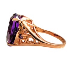 New 9.70 Carat Amethyst Teardrop % Sapphire Rose Gold PL Sterling Ring