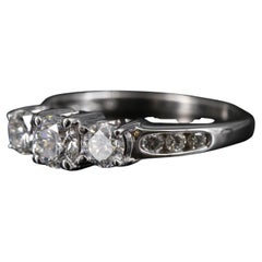 Round Cut Diamond Engagement Ring Set White Gold Diamond Bridal Wedding Ring Set