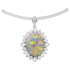 Australian Crystal Opal, Diamond & Platinum Necklace