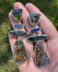 'Sacred Totem' Australian boulder matrix opal earrings