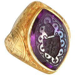 Antique Victorian Amethyst Gold Bishop's Ring