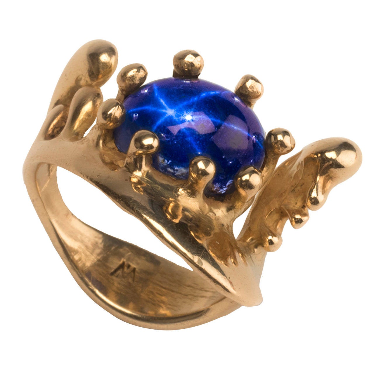 Mid-Century Bob Winston Star Sapphire Yellow Gold Ring