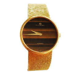 Retro Bucherer Yellow Gold Bracelet Watch with Tiger's Eye Dial circa 1960s