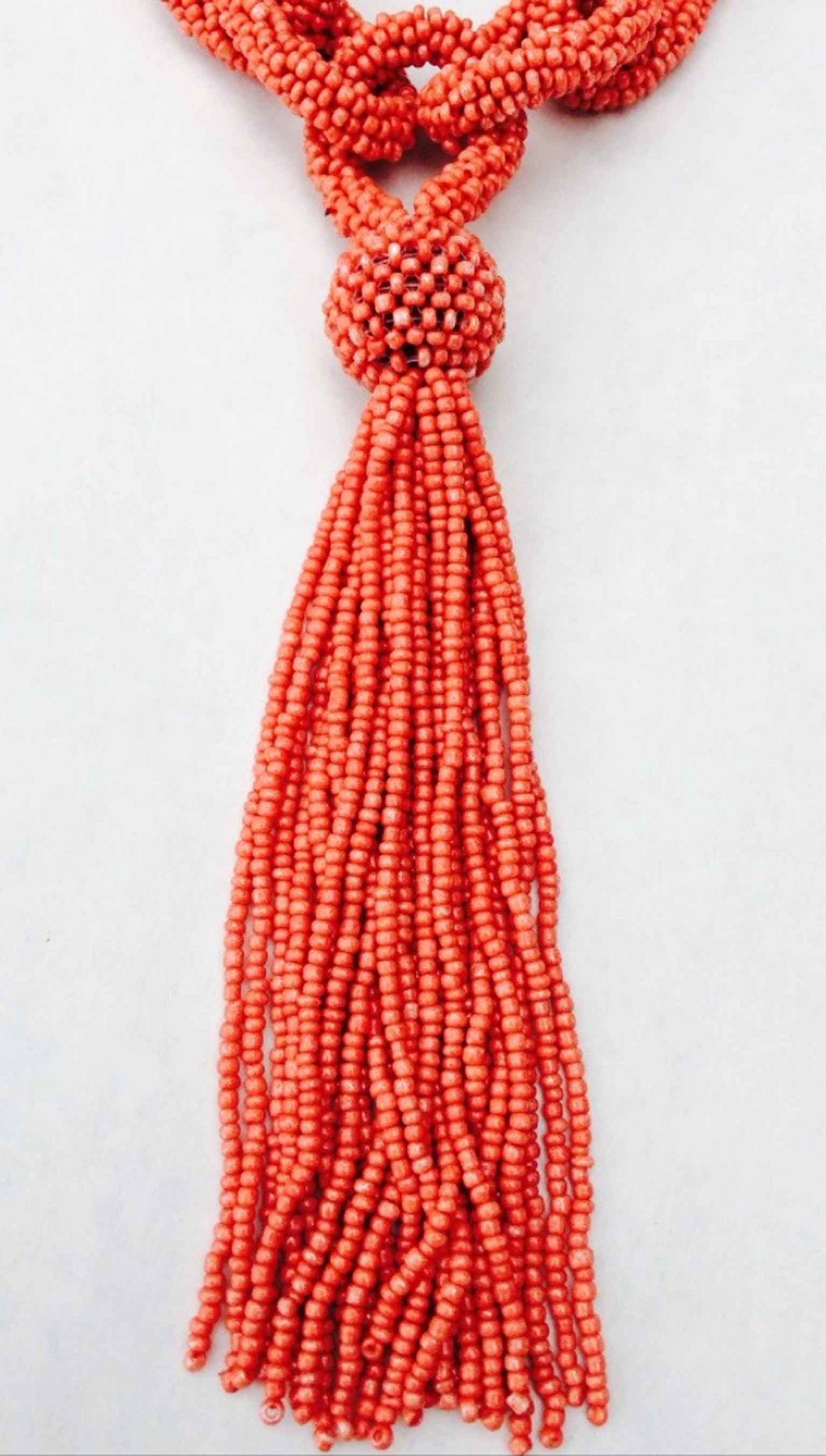 Edwardian Mediterranean Coral Bead Sautoir Necklace