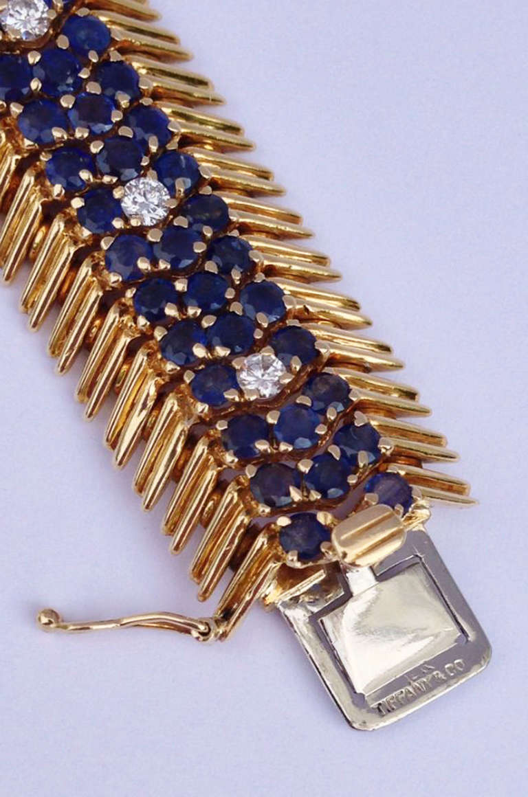 Women's Tiffany & Co. Mid-Century Sapphire Diamond Gold Bracelet