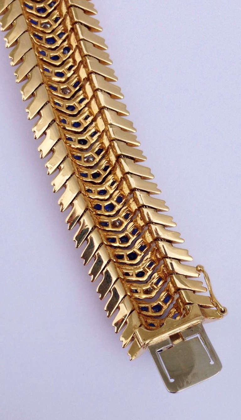 Tiffany & Co. Mid-Century Sapphire Diamond Gold Bracelet 1