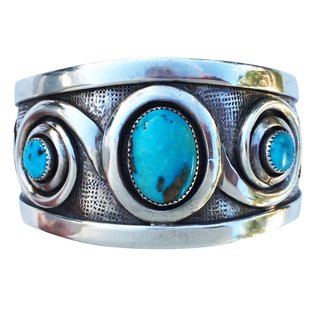 1950s Frank Patania Sr. Turquoise Sterling Cuff Bracelet