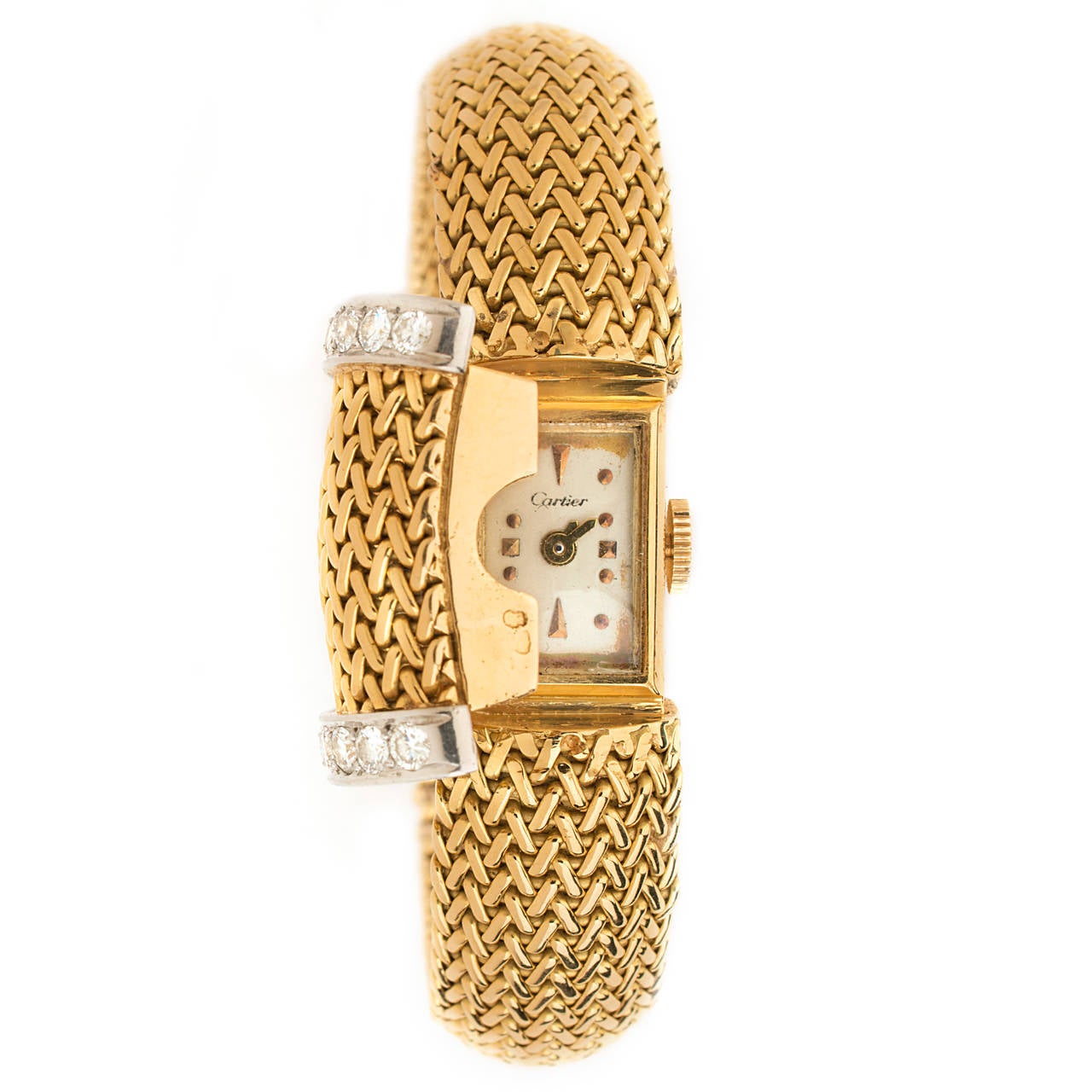 Cartier Lady''s Armbanduhr aus Gelbgold und Diamanten