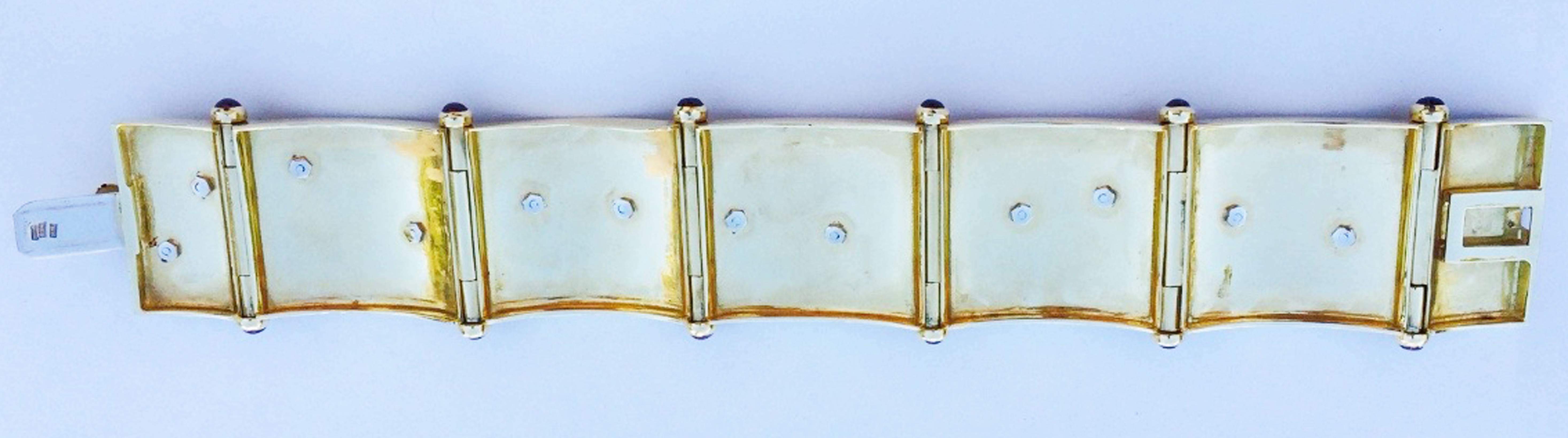 Roberto Legnazzi Enamel Diamond Gold Safari Cuff Bracelet 1