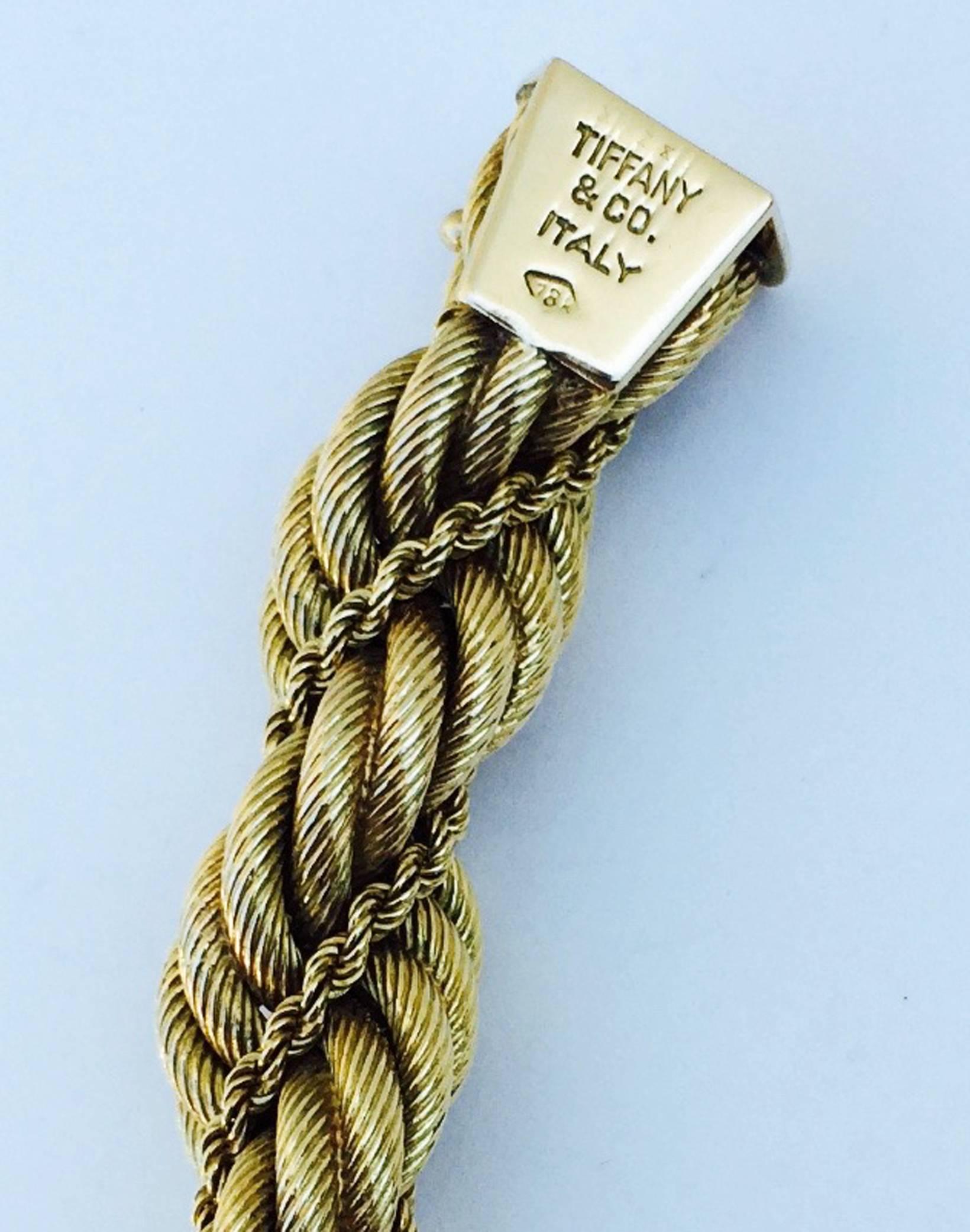 Modern 1970s Tiffany & Co. Gold Rope Link Bracelet